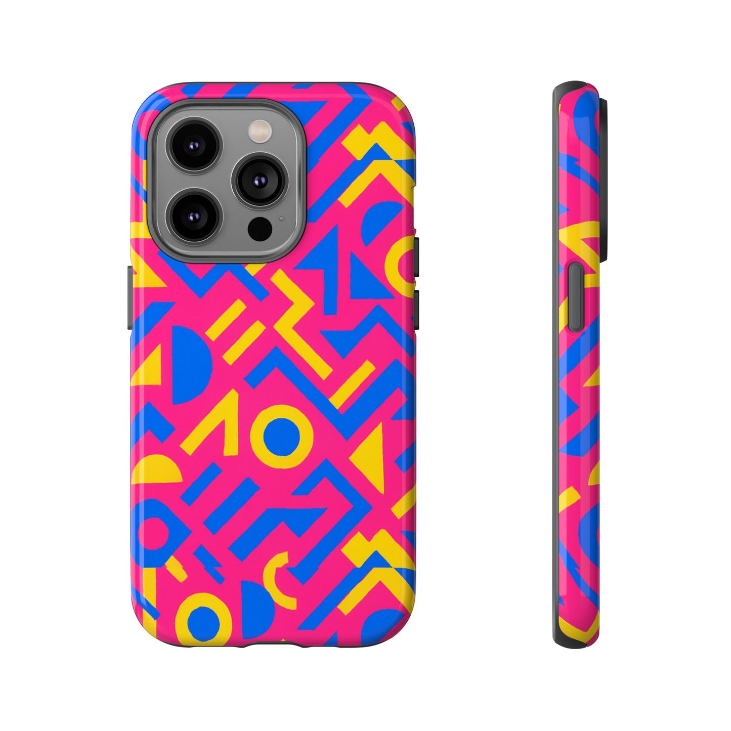 vibrant geometric 3d wrap protective phone case with multicolour design for unique style compatible with iphone 13, 14, 15 & 16 – all models including pro, pro max & plus