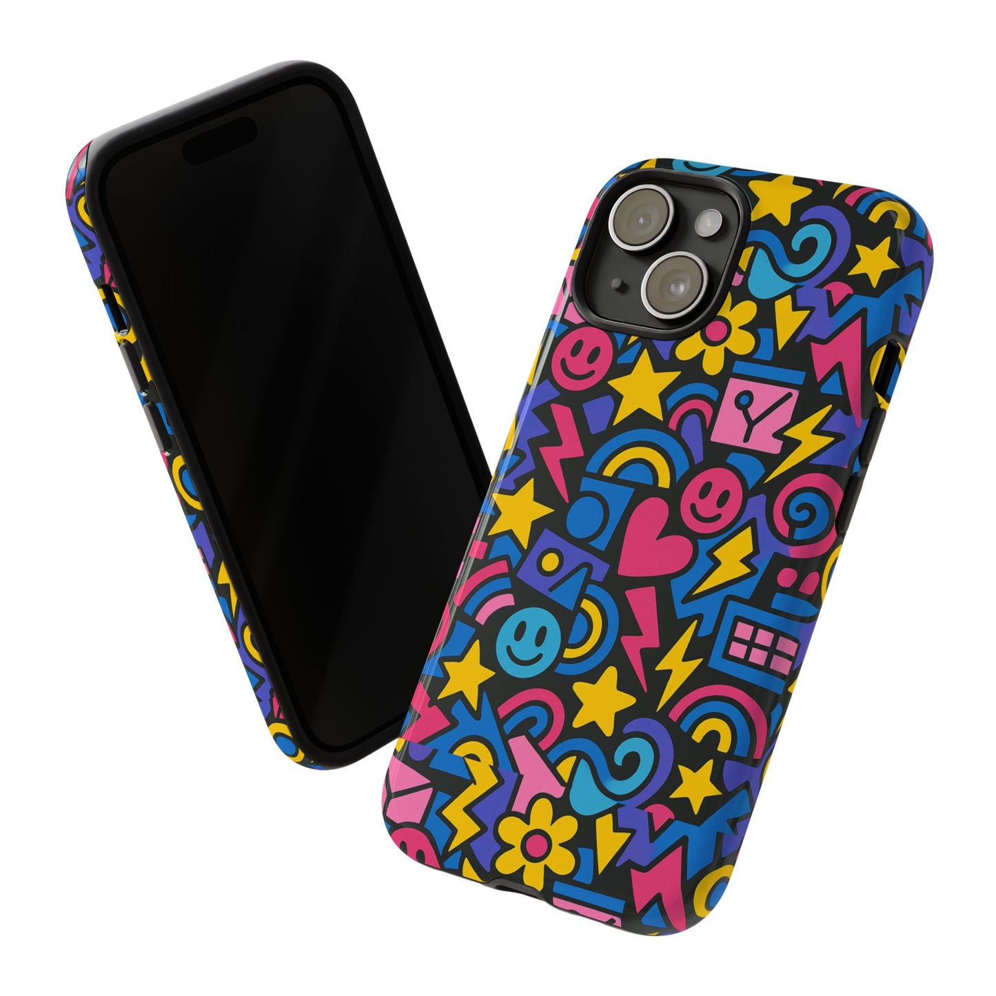 vibrant multicolour cartoon protective phone case – playful 3d design for stylish protection – compatible with iphone 13, 14, 15 & 16 – all models including pro, pro max & plus