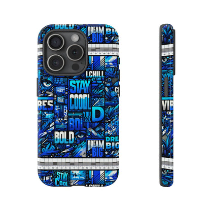 Vibrant 3D Wrap Protective Phone Case in Blue Typography Design for Unique Style – Stylish Protection Compatible with iPhone 13, 14, 15 & 16 – All Models Including Pro, Pro Max & Plus