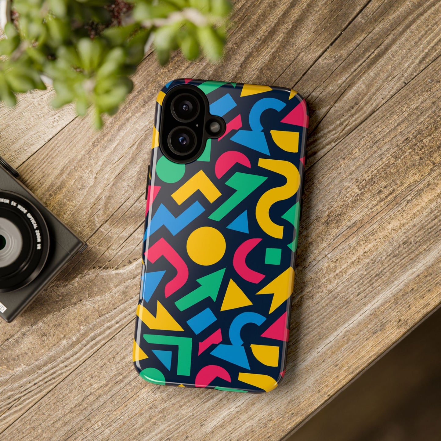 vibrant 3d geometric print phone case for men and women – stylish protection with multicolour design, compatible with iphone 13, 14, 15 & 16 – all models including pro, pro max & plus
