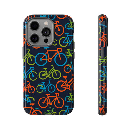 Multicolour Bicycle Print Protective Phone Case for Smartphones – Vibrant Style and Trendy Accessory Compatible with iPhone 13, 14, 15 & 16 – all models including Pro, Pro Max & Plus