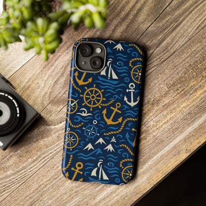 Vibrant Nautical Blue Phone Case with 3D Anchor Design for Stylish Protection Compatible with iPhone 13, 14, 15 & 16 – all models including Pro, Pro Max & Plus