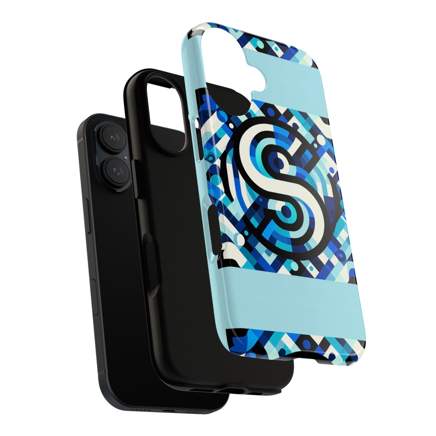 letter blue alphabet s phone case with 3d wrap design for stylish protection and unique retro anime comic style
