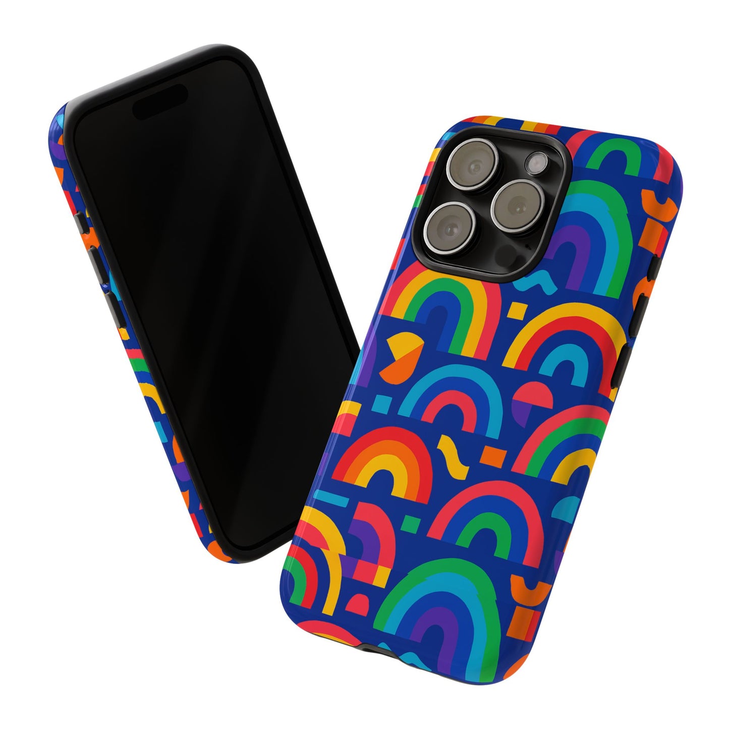 vibrant rainbow geometric 3d wrap protective phone case for stylish accessories compatible with iphone 13, 14, 15 & 16 – all models including pro, pro max & plus