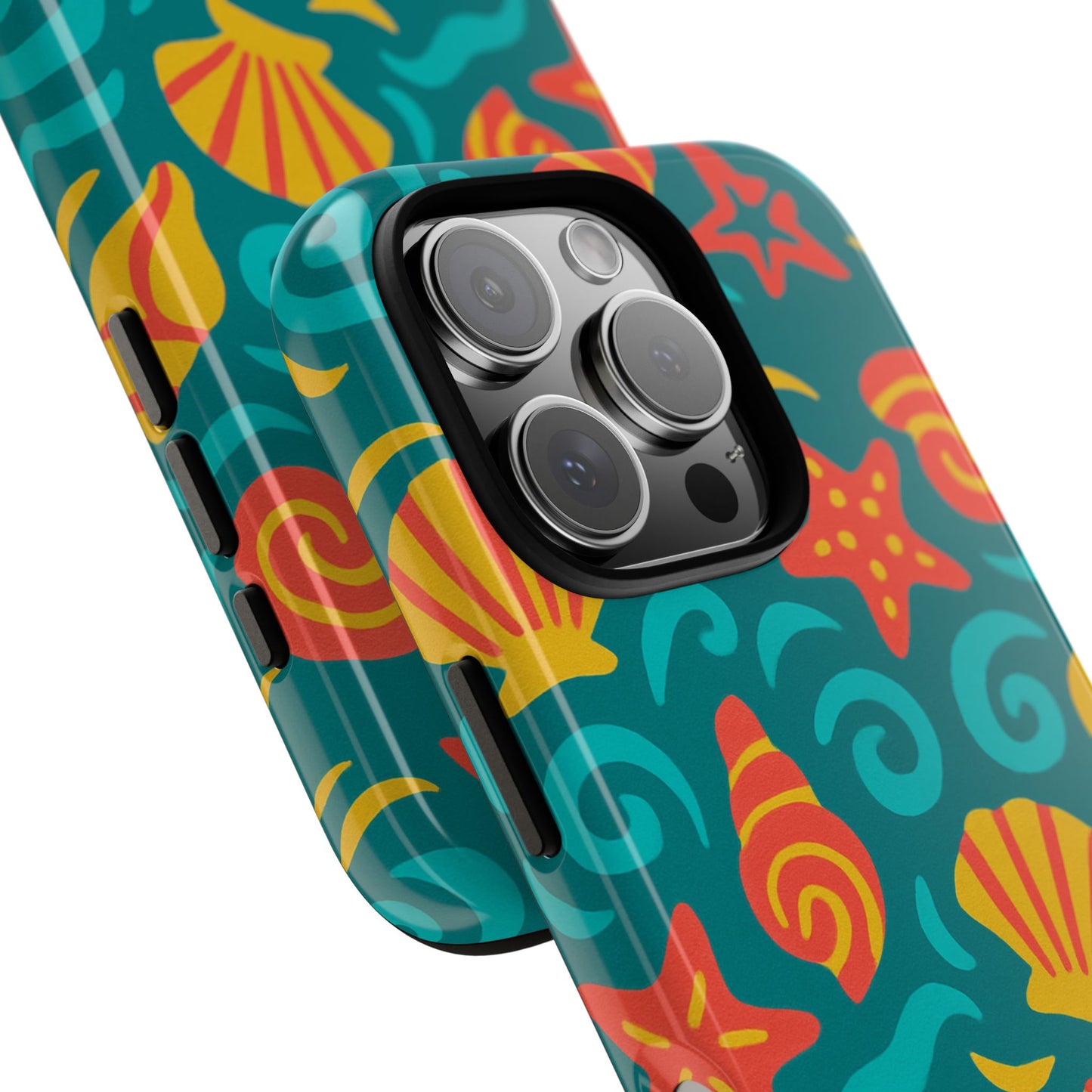 vibrant coastal shell pattern protective phone case for stylish self-expression compatible with iphone 13, 14, 15 & 16 – all models including pro, pro max & plus