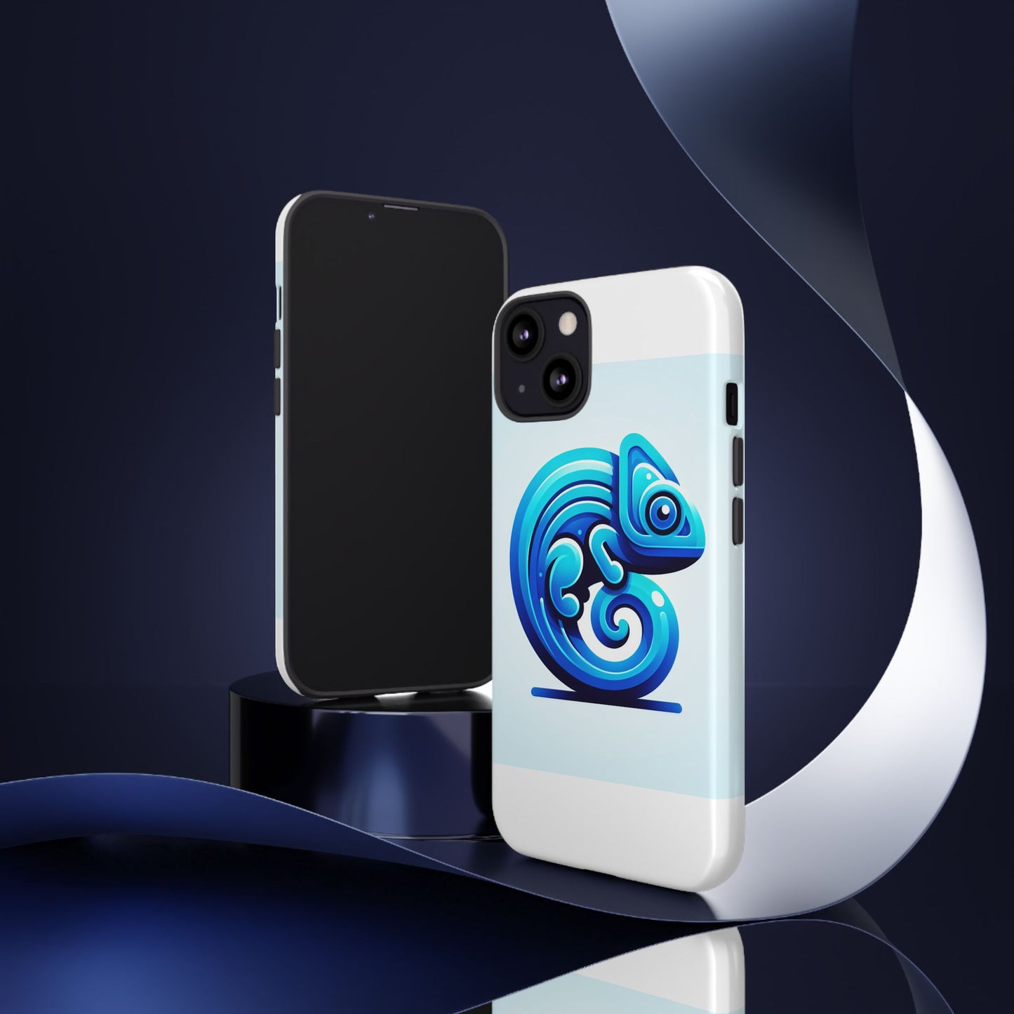 vibrant 3d chameleon phone case in blue retro design for stylish protection – compatible with iphone 13, 14, 15 & 16 – all models including pro, pro max & plus
