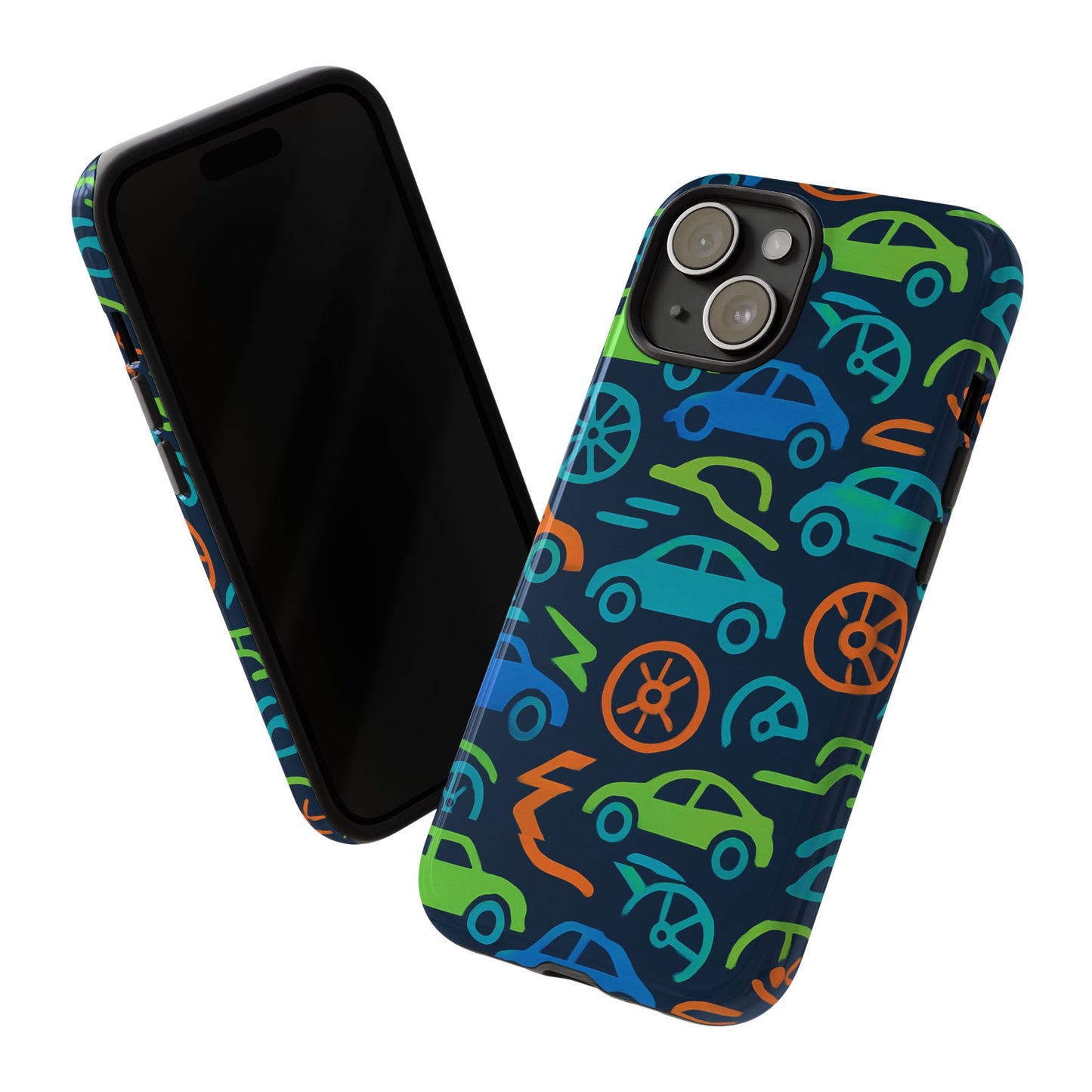 vibrant 3d car design protective phone case for kids and teens - playful multicolour style - stylish protection for everyday use - compatible with iphone 13, 14, 15 & 16 – all models including pro, pro max & plus
