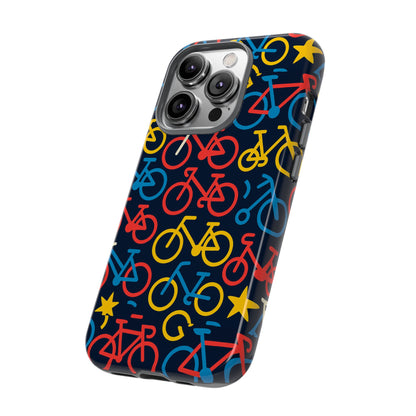 Multicolor Bicycle Pattern Protective Phone Case – Vibrant 3D Design for Stylish Protection – Compatible with iPhone 13, 14, 15 & 16 – All Models Including Pro, Pro Max & Plus