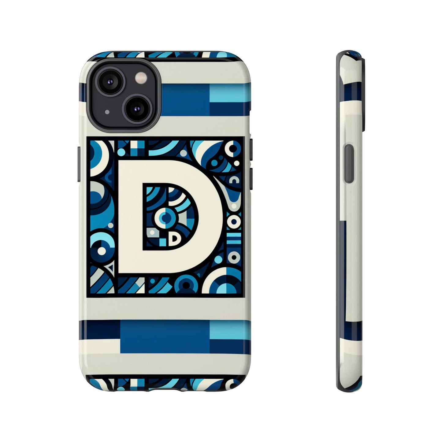 blue alphabet letter d phone case with 3d wrap and shock protection for kids and teens