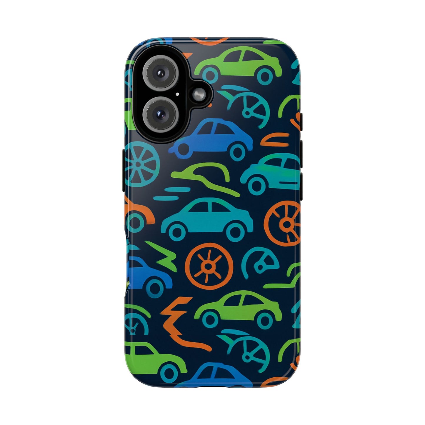 vibrant 3d car design protective phone case for kids and teens - playful multicolour style - stylish protection for everyday use - compatible with iphone 13, 14, 15 & 16 – all models including pro, pro max & plus