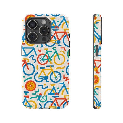 Vibrant 3D Bicycle Print Protective Phone Case – Colourful Unisex Accessory for Style and Fun – Compatible with iPhone 13, 14, 15 & 16 – All Models Including Pro, Pro Max & Plus