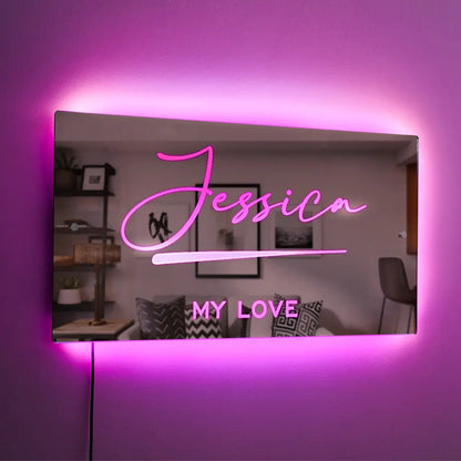 Hot Sale Personalised Name Mirror - Light Up Mirror for Kids Bedroom, LED Acrylic Safety Mirror with Remote Control and Chrome Wall Mounting