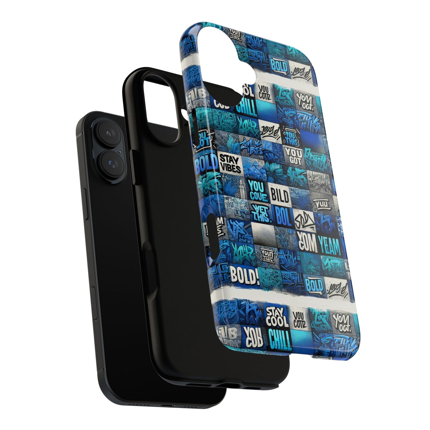 vibrant 3d graphic protective phone case with blue design – playful accessory for stylish protection compatible with iphone 13, 14, 15 & 16 – all models including pro, pro max & plus