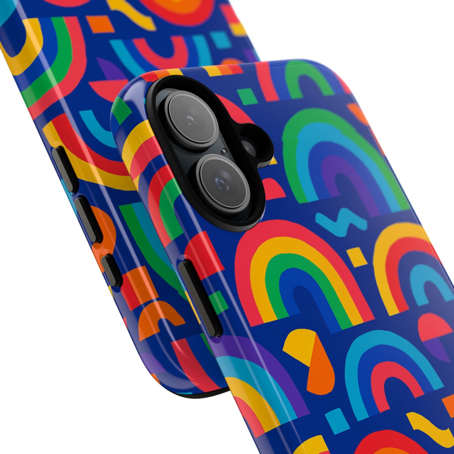 vibrant rainbow geometric 3d wrap protective phone case for stylish accessories compatible with iphone 13, 14, 15 & 16 – all models including pro, pro max & plus