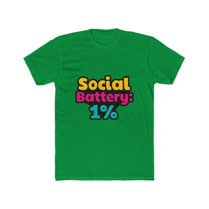 Social Battery 1% Meme Unisex T-Shirt – Multicolor Graphic Tee, Funny Casual Tee for Men and Women, Humorous T-Shirt for Everyday Wear, Sizes S-XXL