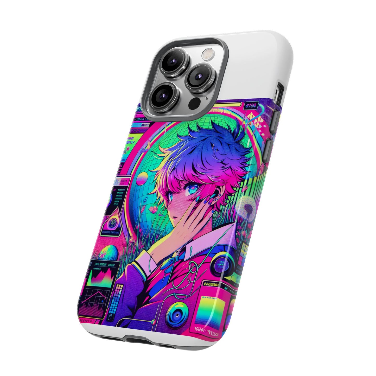 touching grass weekly vibrant protective phone case for smartphones, retro anime design, shock absorbent tpu, uv protected, unique gift for tech enthusiasts