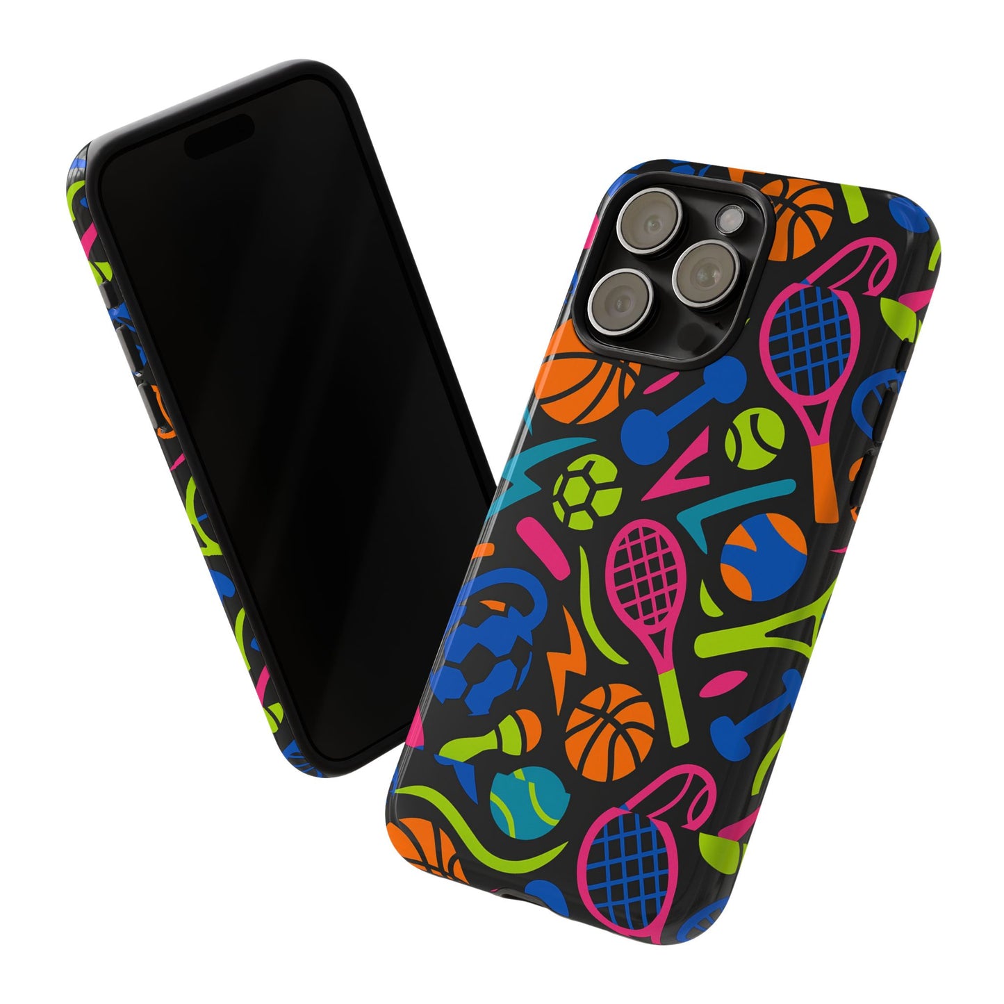 vibrant 3d sport-themed protective phone case in multicolour design for active lifestyle compatible with iphone 13, 14, 15 & 16 – all models including pro, pro max & plus