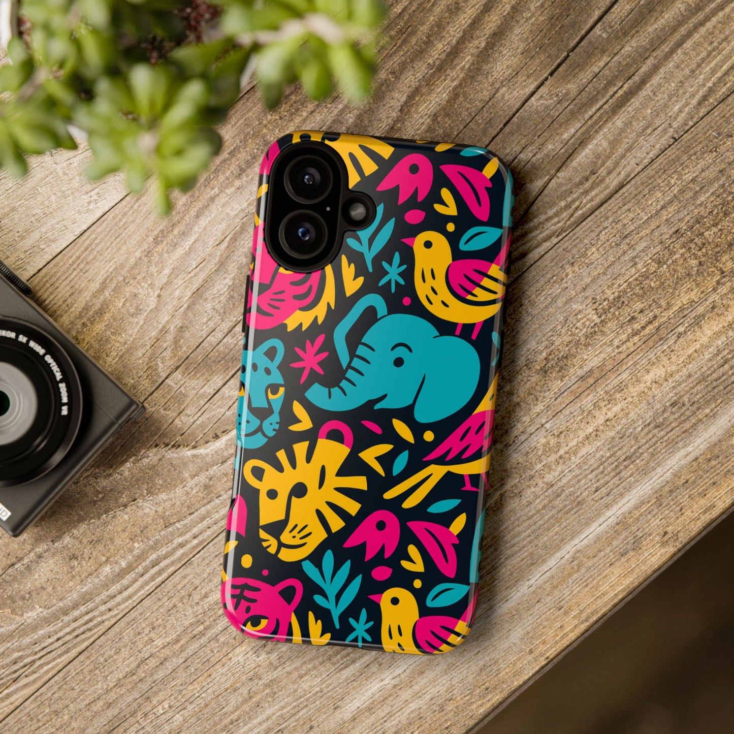 vibrant 3d animal print protective phone case colourful design for stylish protection compatible with iphone 13, 14, 15 & 16 – all models including pro, pro max & plus