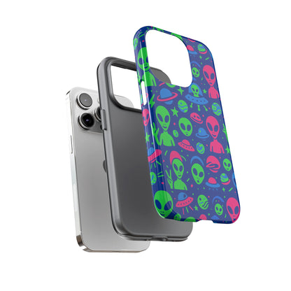Vibrant Multicolour Alien 3D Wrap Phone Case in Retro Anime Style for Stylish Protection Compatible with iPhone 13, 14, 15 & 16 – all models including Pro, Pro Max & Plus