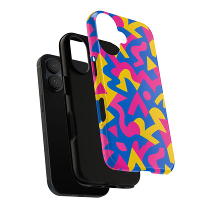 Vibrant Y2K Geometric Protective Phone Case with 3D Wrap Design for Unique Style Compatible with iPhone 13, 14, 15 & 16 – all models including Pro, Pro Max & Plus