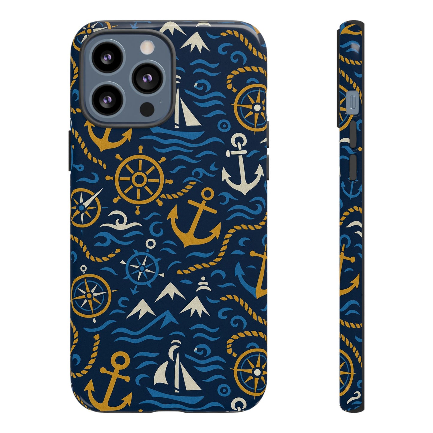 vibrant nautical blue phone case with 3d anchor design for stylish protection compatible with iphone 13, 14, 15 & 16 – all models including pro, pro max & plus