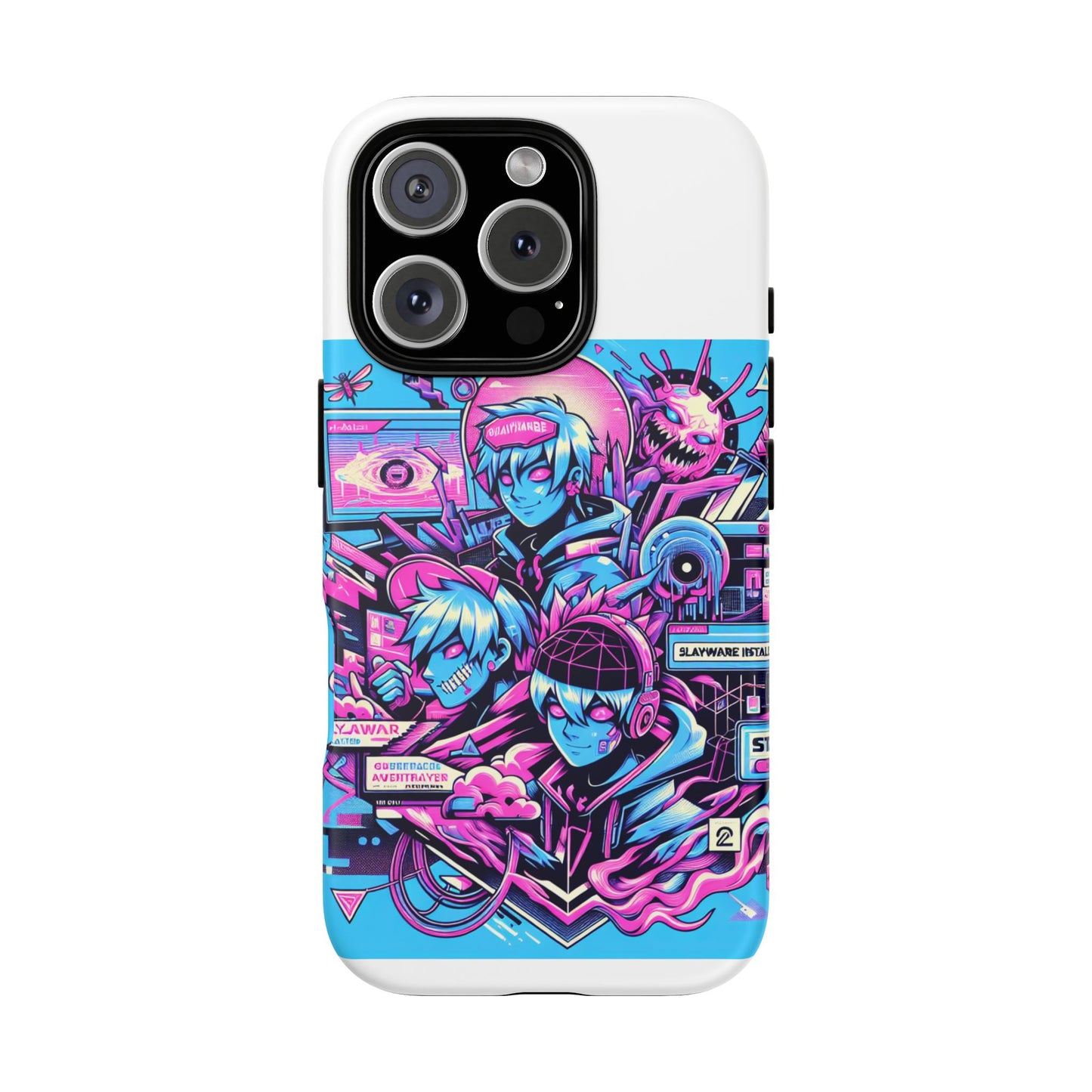 slayware installed protective phone case with 3d wrap design for anime and comic lovers, durable shock absorption, uv protected, glossy or matte finish