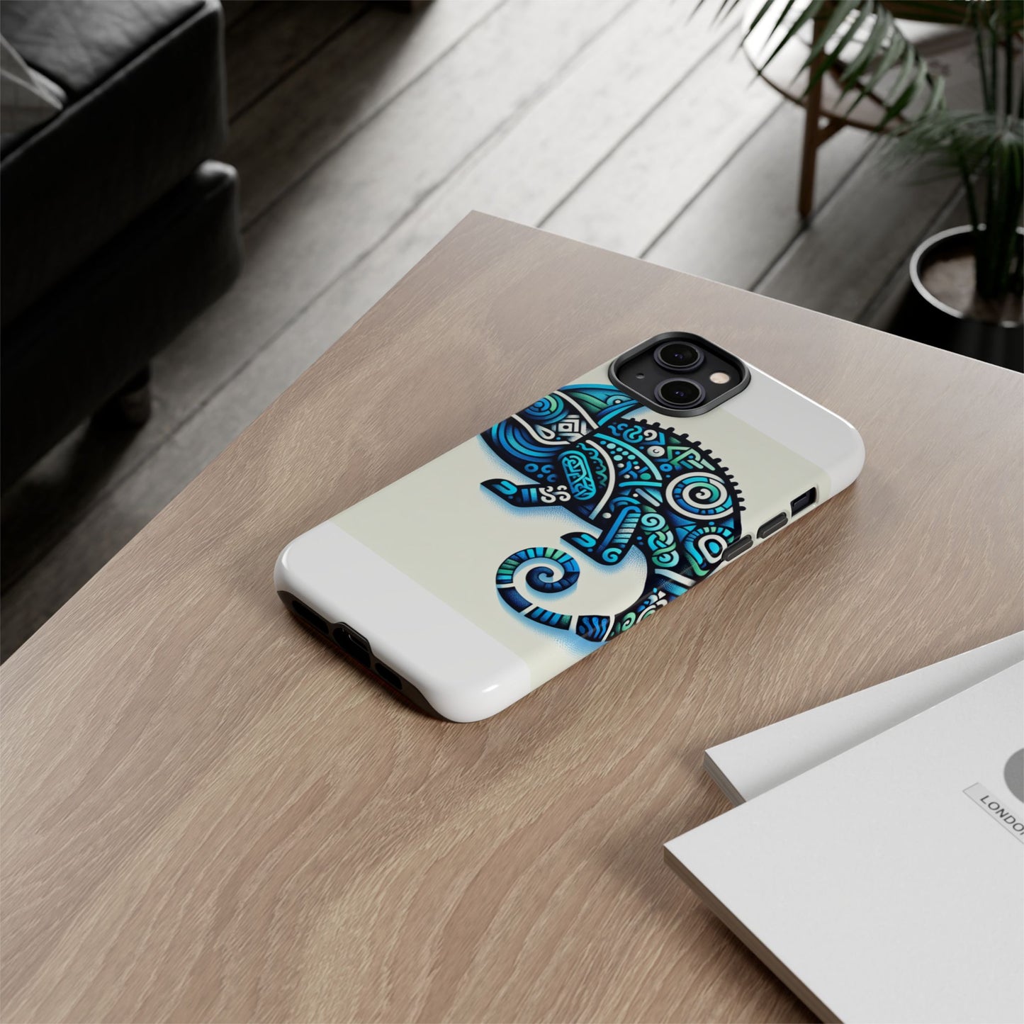 vibrant 3d chameleon phone case with blue design for stylish protection compatible with iphone 13, 14, 15 & 16 – all models including pro, pro max & plus