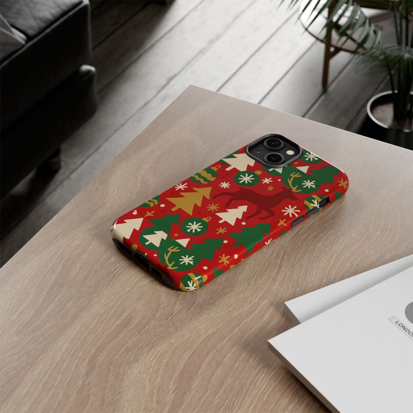 vibrant red christmas phone case with festive 3d design for stylish protection compatible with iphone 13, 14, 15 & 16 – all models including pro, pro max & plus