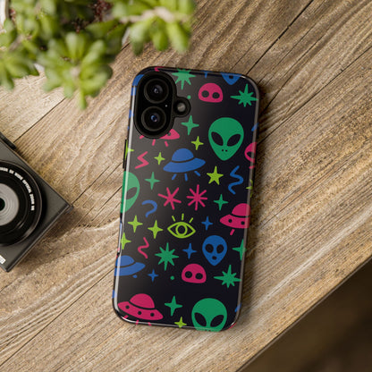 Vibrant Alien Pattern Protective Phone Case with 3D Wrap Design for Unique Expression – Stylish Protection Compatible with iPhone 13, 14, 15 & 16 – All Models Including Pro, Pro Max & Plus