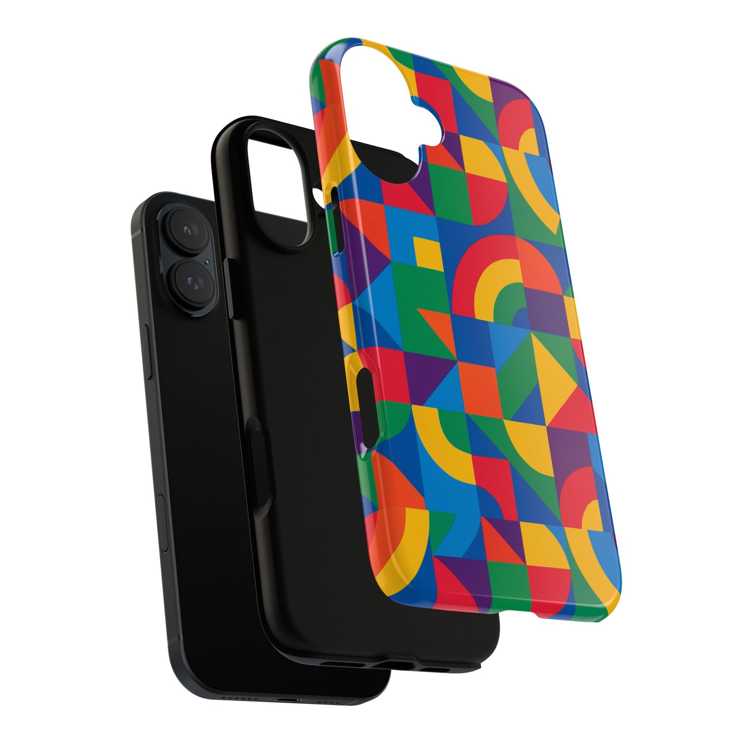 vibrant 3d geometric phone case with bold design stylish protection accessory compatible with iphone 13, 14, 15 & 16 – all models including pro, pro max & plus