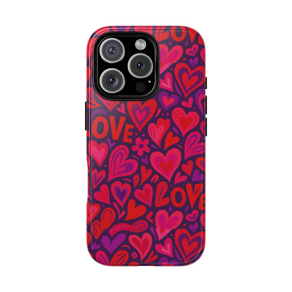 Multicolour 3D Heart Pattern Protective Phone Case for Smartphones – Vibrant Design for Stylish Protection, Compatible with iPhone 13, 14, 15 & 16 – all models including Pro, Pro Max & Plus