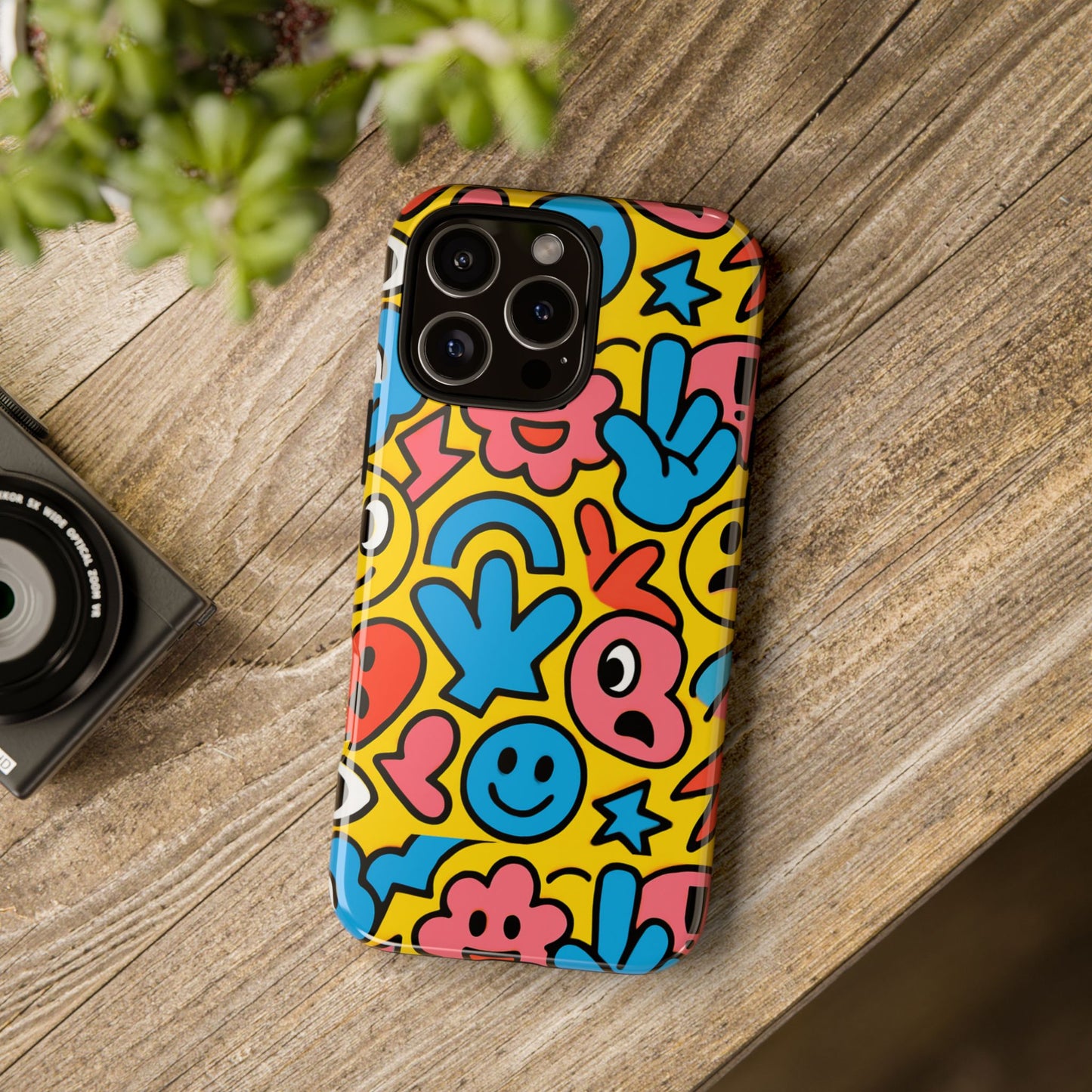vibrant emoji phone case with fun 3d multicolour design, playful protective cover for kids and teens, compatible with iphone 13, 14, 15 & 16 – all models including pro, pro max & plus
