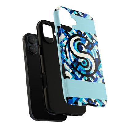 Letter Blue Alphabet S Phone Case with 3D Wrap Design for Stylish Protection and Unique Retro Anime Comic Style