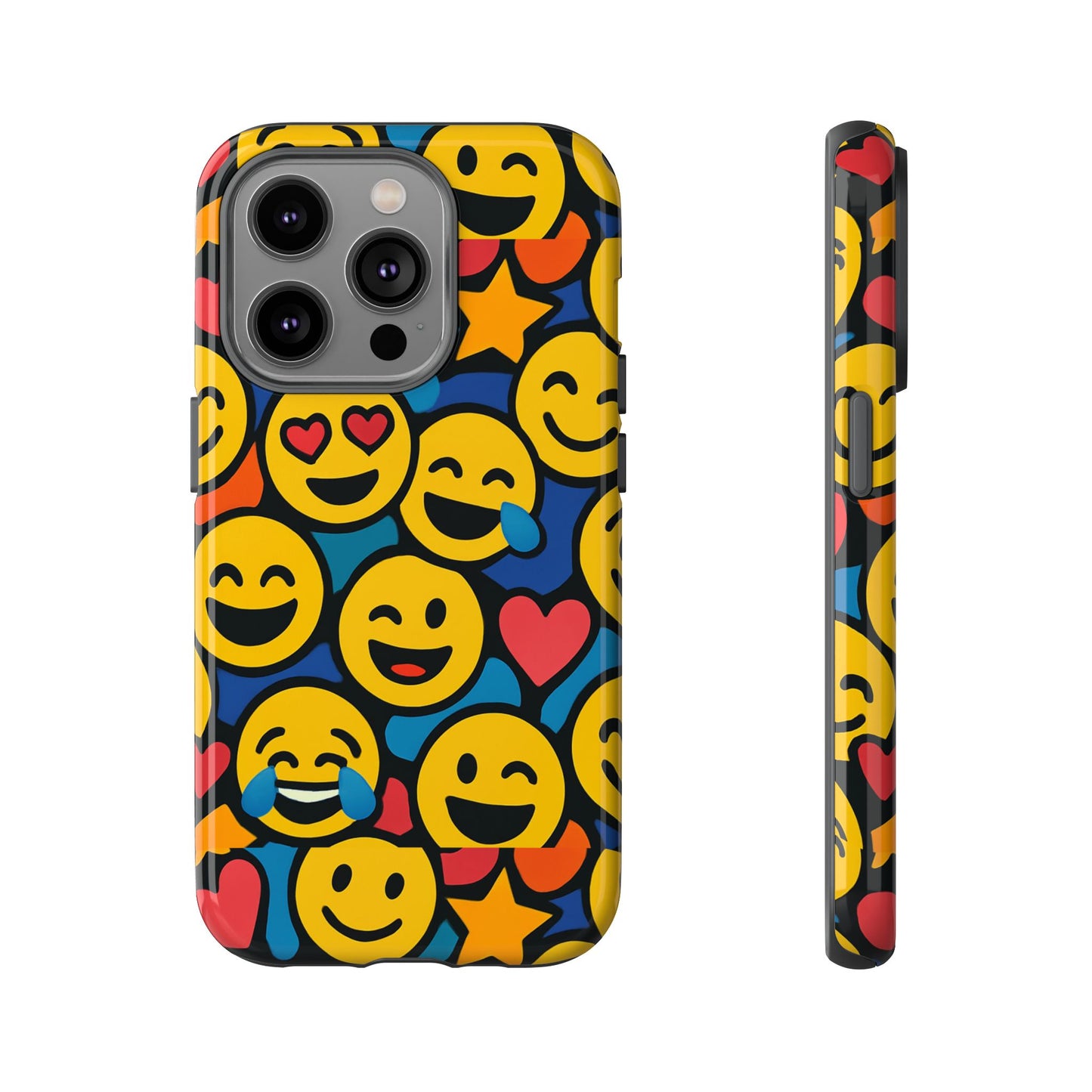 multicolour emoji protective phone case with 3d wrap design fun accessory for unisex compatible with iphone 13, 14, 15 & 16 – all models including pro, pro max & plus