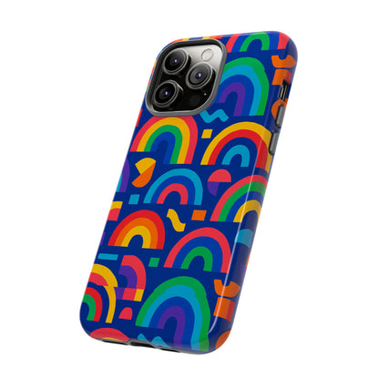 Vibrant Rainbow Geometric 3D Wrap Protective Phone Case for Stylish Accessories Compatible with iPhone 13, 14, 15 & 16 – All Models Including Pro, Pro Max & Plus