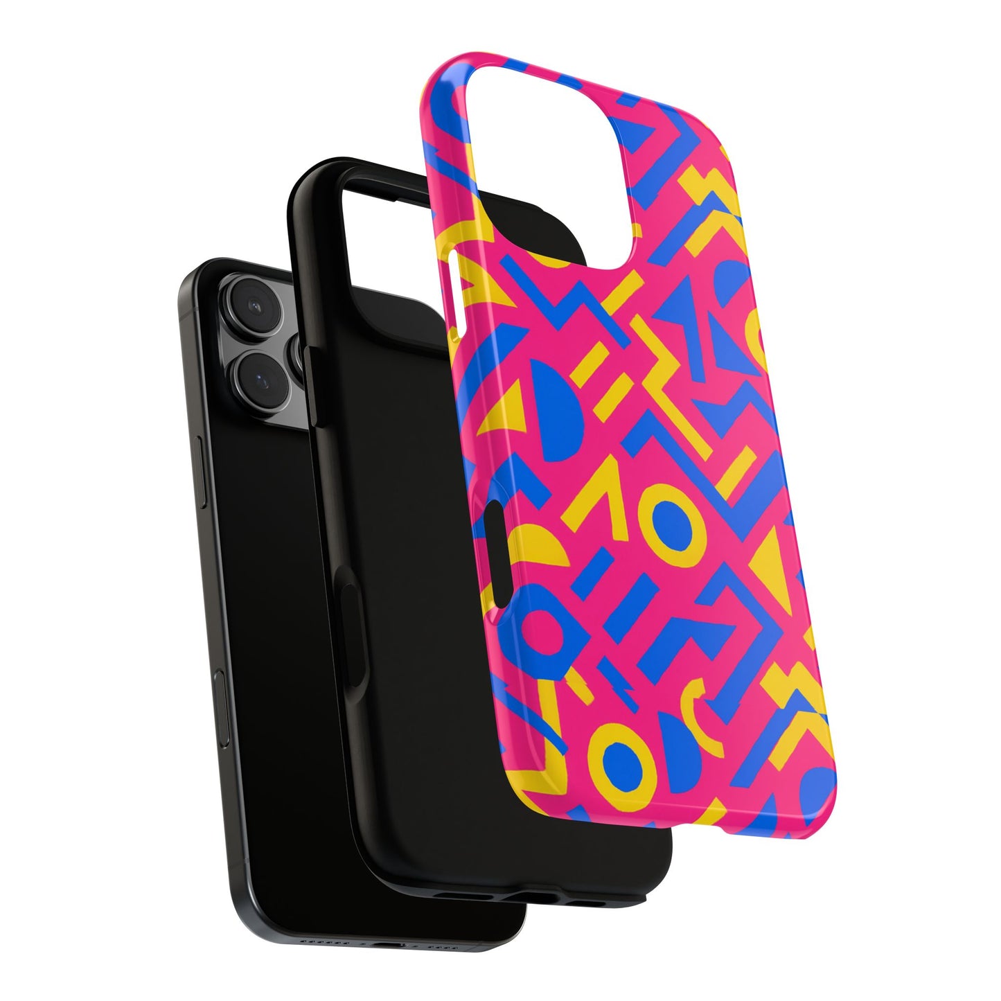 vibrant geometric 3d wrap protective phone case with multicolour design for unique style compatible with iphone 13, 14, 15 & 16 – all models including pro, pro max & plus