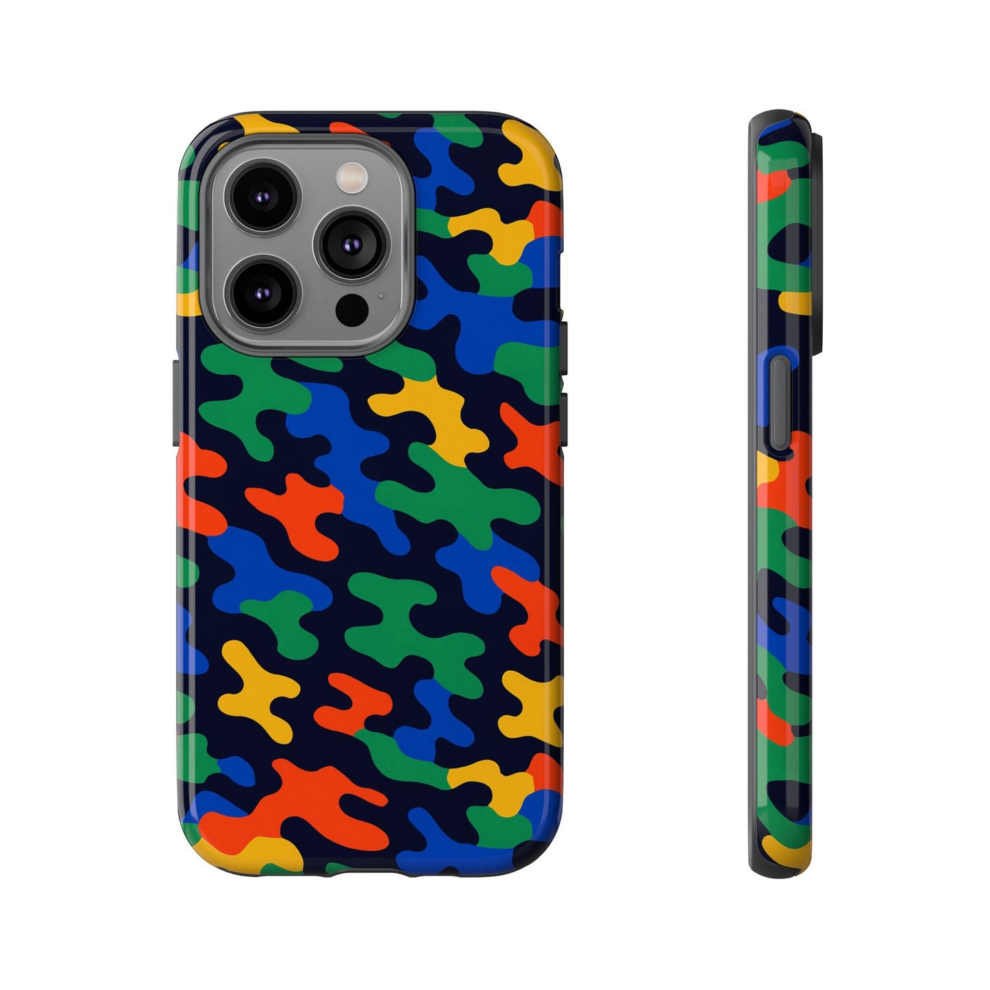 multicolour camouflage protective phone case with 3d wrap design for stylish smartphone protection compatible with iphone 13, 14, 15 & 16 – all models including pro, pro max & plus