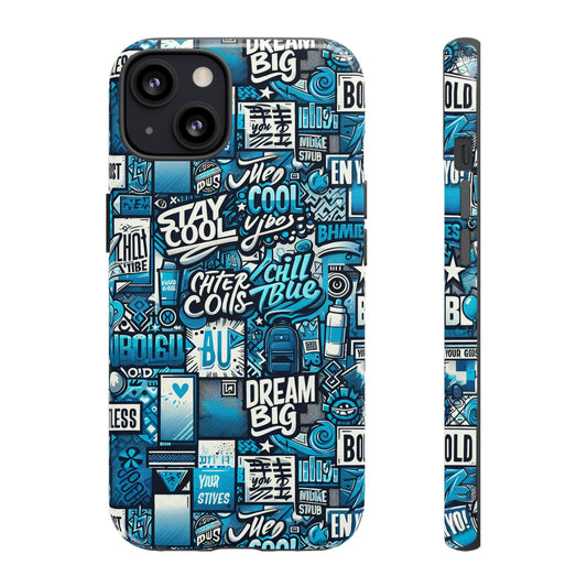 Blue Pattern Image 15 Phone Case With 3D Wrap Design Shock Absorption For Android and iPhone Devices Durable UV Protected Protective Cover