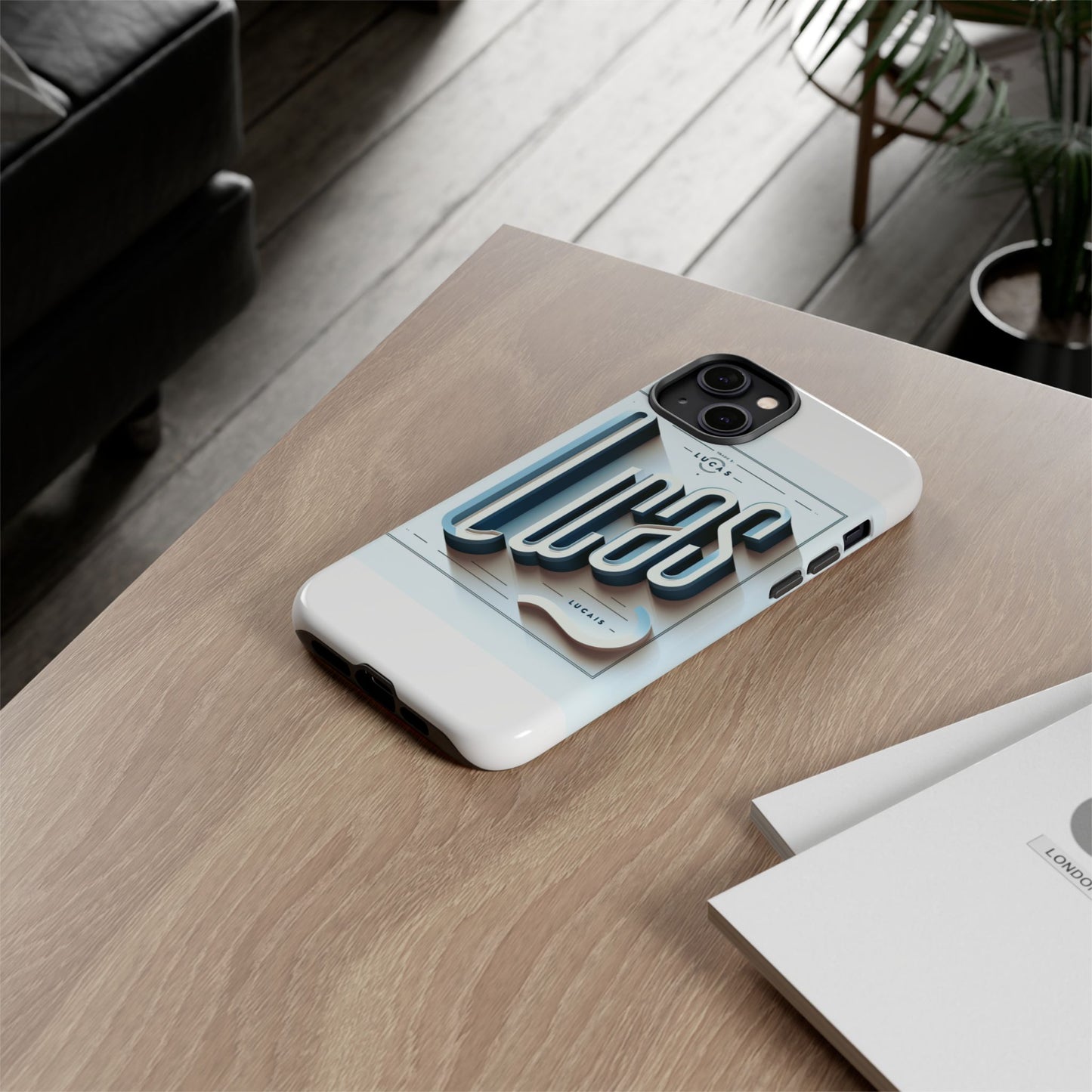 3d wrap protective phone case in blue with playful typography design – stylish protection compatible with iphone 13, 14, 15 & 16 – all models including pro, pro max & plus