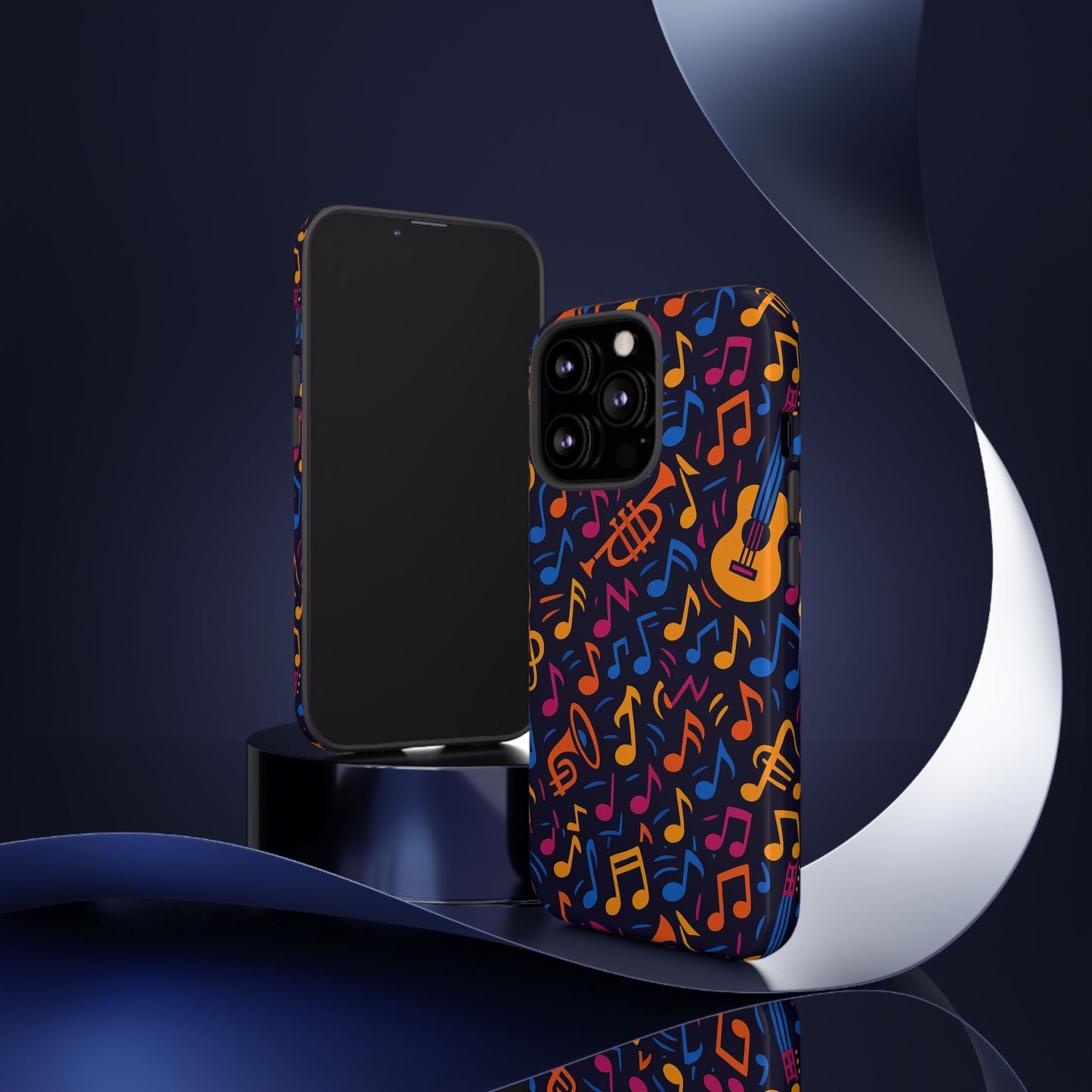 multicolour music themed protective phone case with 3d design for stylish protection – compatible with iphone 13, 14, 15 & 16 – all models including pro, pro max & plus