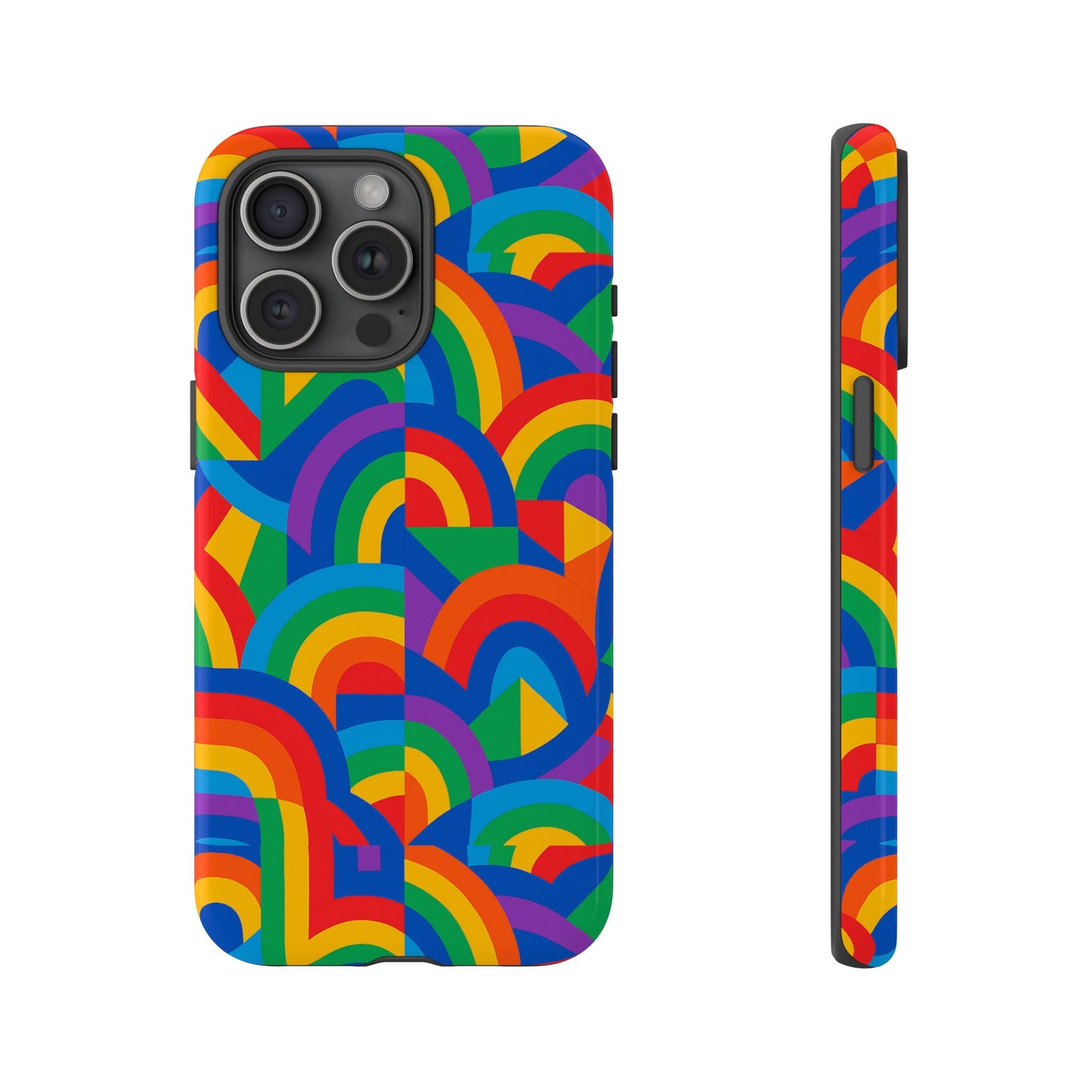 multicolour rainbow protective phone case with 3d design for stylish protection compatible with iphone 13, 14, 15 & 16 – all models including pro, pro max & plus