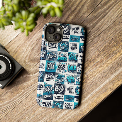 Vibrant 3D Wrap Phone Case in Blue with Playful Retro Design for Stylish Protection Compatible with iPhone 13, 14, 15 & 16 – all models including Pro, Pro Max & Plus