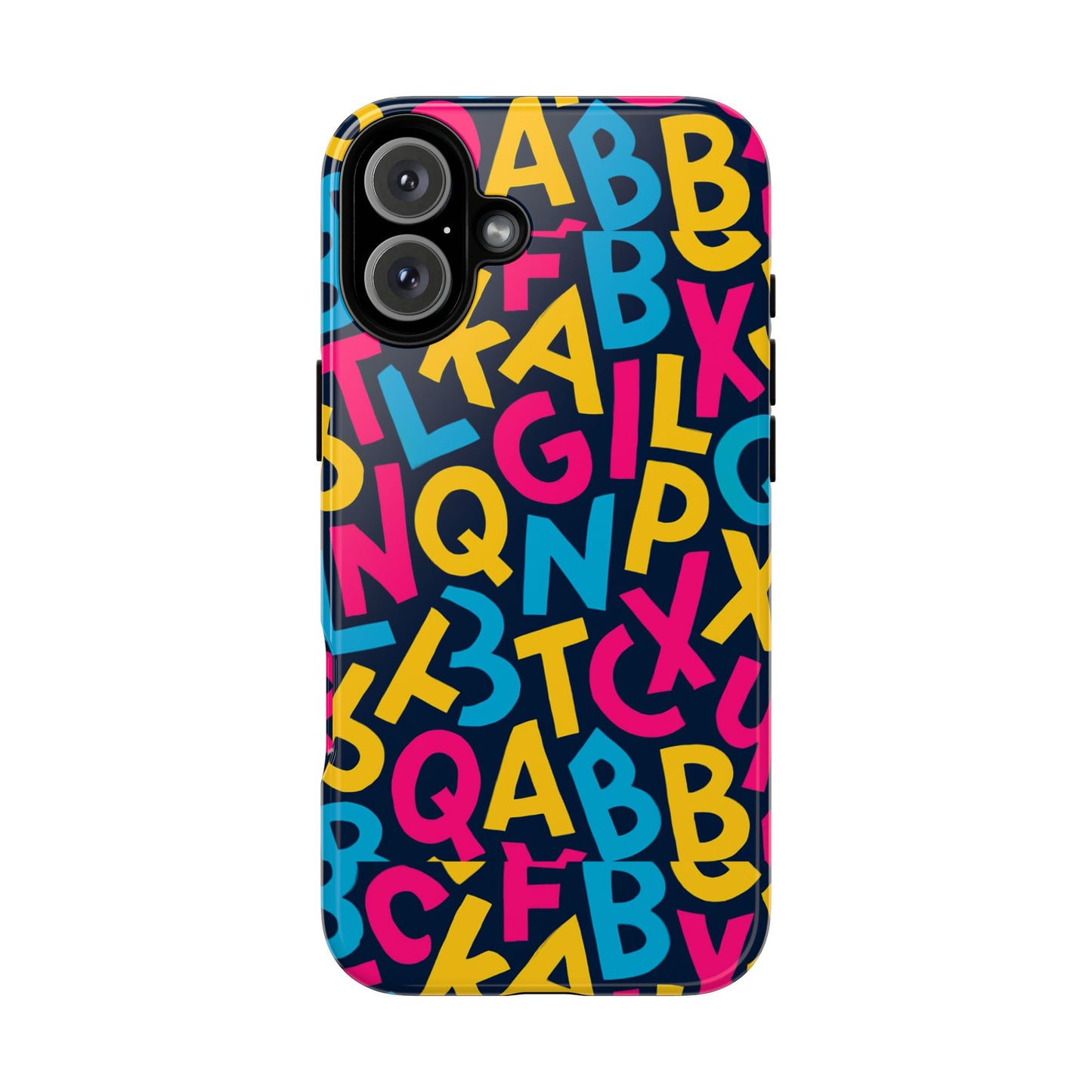 multicolour 3d wrap phone case with playful alphabet design – stylish protection for smartphones compatible with iphone 13, 14, 15 & 16 – all models including pro, pro max & plus