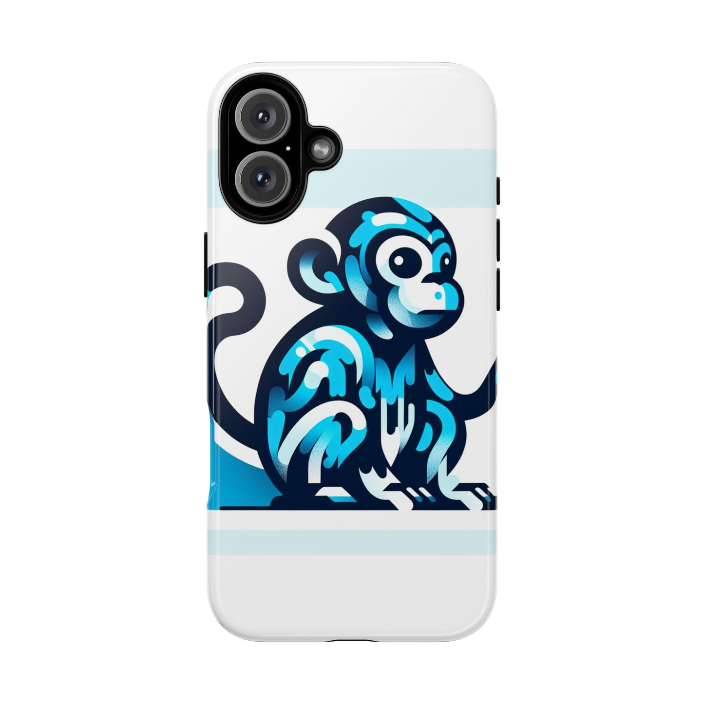 vibrant 3d monkey-inspired phone case for stylish protection in blue – unisex design compatible with iphone 13, 14, 15 & 16 – all models including pro, pro max & plus