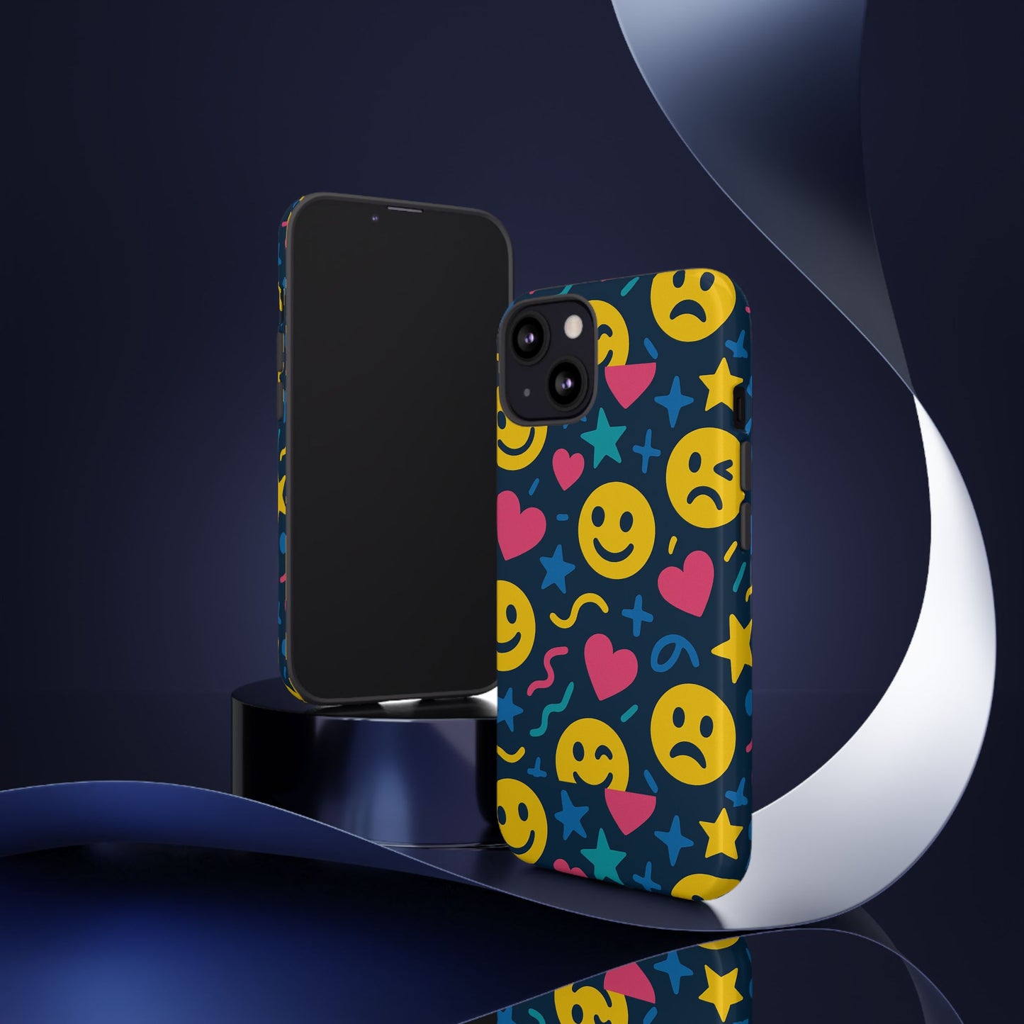 vibrant multicolour emoji phone case with 3d wrap design for playful protection compatible with iphone 13, 14, 15 & 16 – all models including pro, pro max & plus