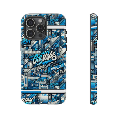Vibrant 3D Wrap Protective Phone Case in Retro Blue Aesthetic for Stylish Protection Compatible with iPhone 13, 14, 15 & 16 – All Models Including Pro, Pro Max & Plus