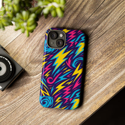 Vibrant Retro Lightning Bolt Protective Phone Case with 3D Design for Fashion Lovers Compatible with iPhone 13, 14, 15 & 16 – all models including Pro, Pro Max & Plus
