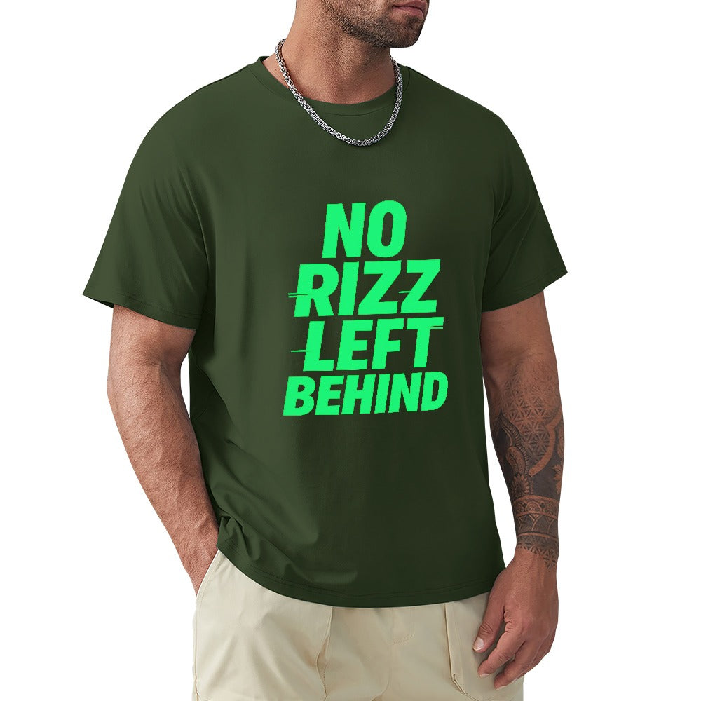 men's t-shirt 100% cotton no rizz left behind - comfortable, breathable tee with bold print for casual wear, gym, fitness, and everyday style - great gift for meme lovers