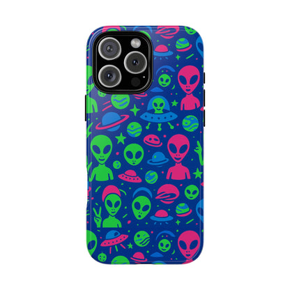 Vibrant Multicolour Alien 3D Wrap Phone Case in Retro Anime Style for Stylish Protection Compatible with iPhone 13, 14, 15 & 16 – all models including Pro, Pro Max & Plus