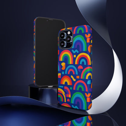 Vibrant Rainbow Geometric 3D Wrap Protective Phone Case for Stylish Accessories Compatible with iPhone 13, 14, 15 & 16 – All Models Including Pro, Pro Max & Plus